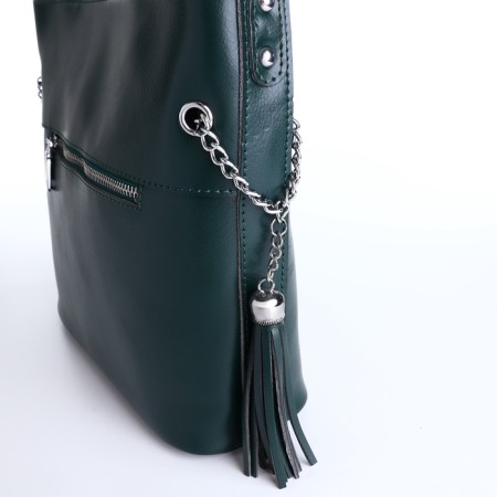 Luggage bag on lightning, 2 outer pockets, long belt, green color-8
