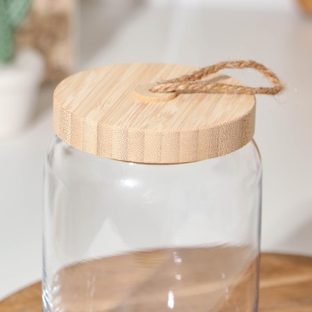 Bank for bulk products Glass Woody, 0.86 liters, with a bamboo lid-2