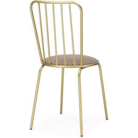 Chair on a metal frame Avalon Metal/velor, gold/beige 39x48x86 cm-3