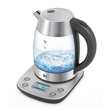 Electric kettle BQ KT1703G, glass, 1.7 l, 2200 watts, black-silver-1