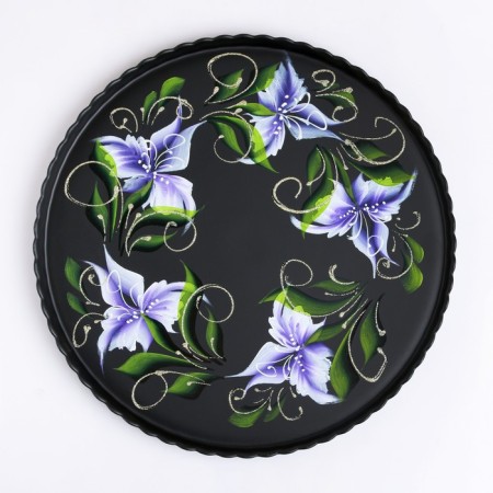 Tray "Iris on the black" art painting 28 cm-5