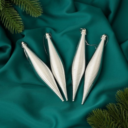 Jewelry decoration "Frost" (set 4 pcs) 3x14.5 cm, silver