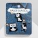 Set of badges (3 pcs.) “Comics” with animals, black and white color in ferrous metal