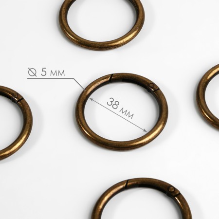 Karabin ring, d = 38/48 mm, thickness - 5 mm, silver color