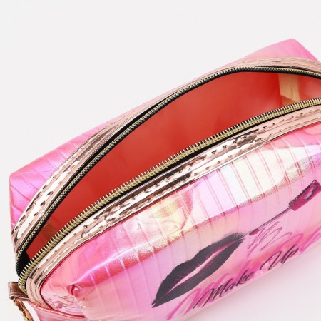 Lightning cosmetic bag, bright pink color-2