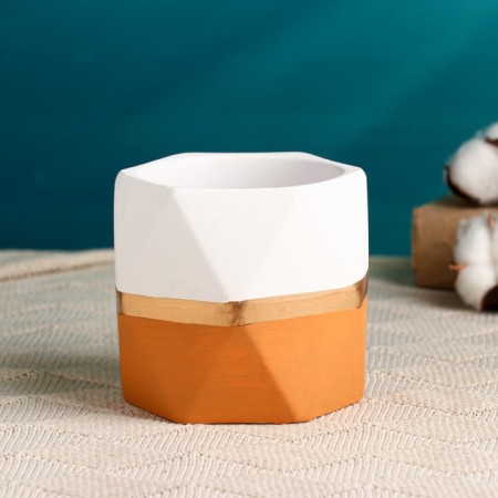 Kashpo "Noah polyhedra" orange, 12x10cm-1