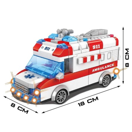 Designer "ambulance", light, sound, inertia, 68 parts-1