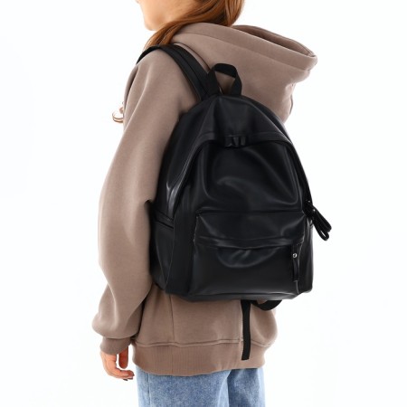 Youth backpack with a zipper, 4 pockets, black color-1