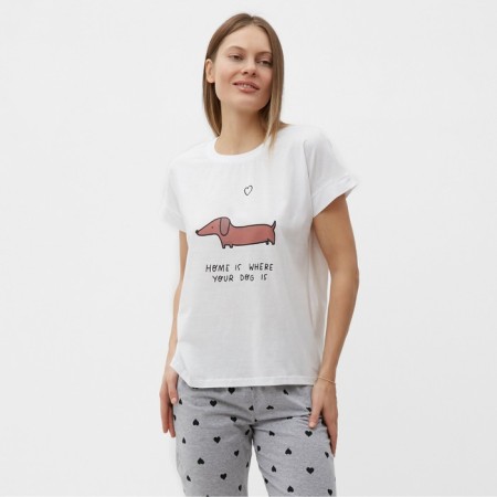 Home Home "Dachshund" (T -shirt, trousers), white/gray color, size 44-1