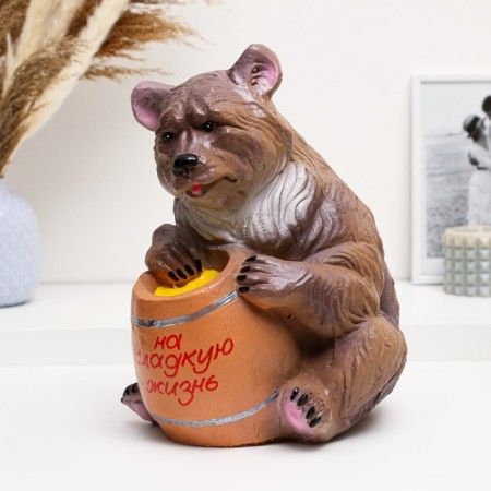 Piggy bank "Bear with a barrel" 27x24x28cm-1