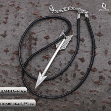 Unisex “arrow”, color black silver on a black lace, 44.5 cm