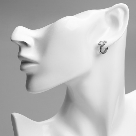 Hooping earrings Xuping brightness, white color in silver, d = 1.2 cm-2