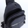 Male sling bag from textiles, headphone opening, gray color
