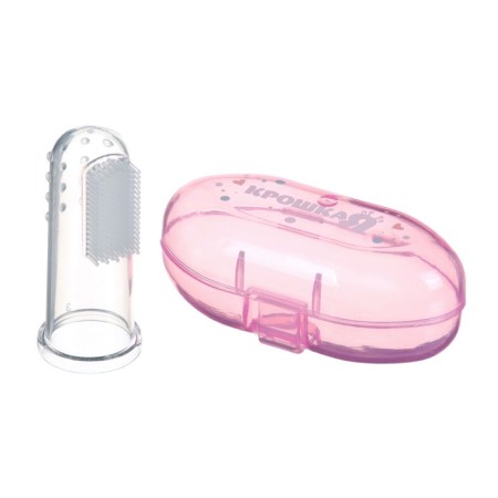 The teether is a children's massager in a container, 3 in 1, per finger, silicone from 3 months.-7