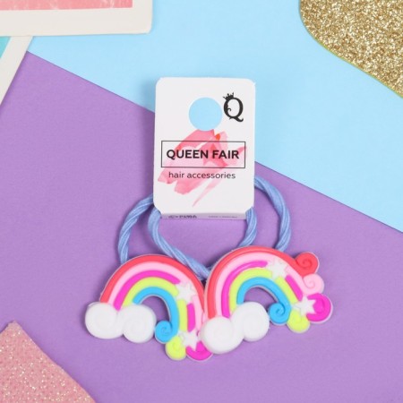Hair gum "Baby" (set 2 pcs) Rainbow stars, blue