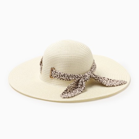 Women's Hat minku "Leopard" Milk color, rr 56-58