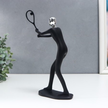 Souvenir Polystone "Athlete - Tennis" Black with silver 28.5x13 cm-2