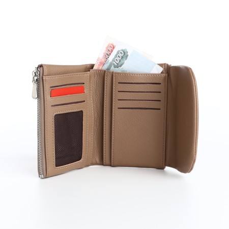 Women's wallet on magnet, beige color-5