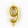 Candle for the cake, the number "9", gold.