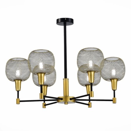 Ceiling EVOLUCE lamp. Sle1137-402-06. ELITIS. 6x60 watts, E14, 68x68x46 cm, black color, golden