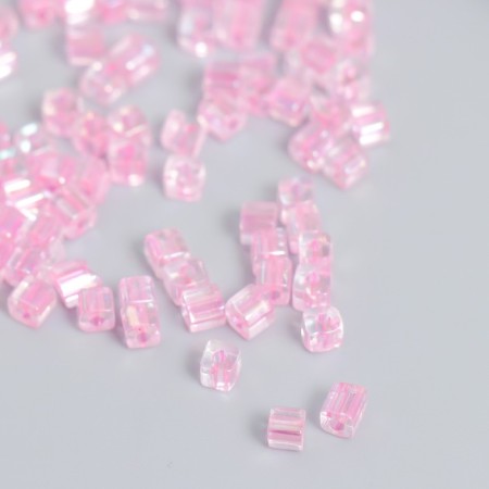 Glass beads 6/0 "Cube. Translucent. Pink" 10 g