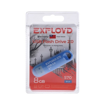 Флешка Exployd 570, 8 Гб, USB2.0, чт до 15 Мб/с, зап до 8 Мб/с, синяя-1