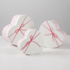 A set of boxes 3 in 1 heart, pink -white, 21 x 19 x 9 - 15.5 x 14 x 6 cm