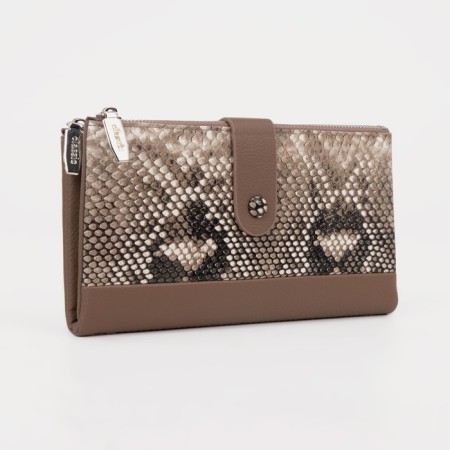 Women's wallet on the button, brown color