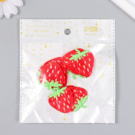 Decor for creativity Textile Embroidery "Strawberry" 3.3x3.5 cm-3