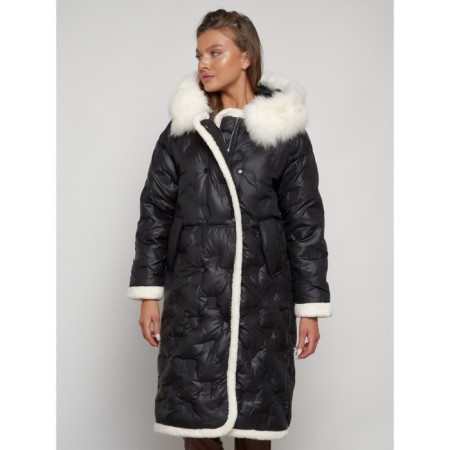 Coat insulated winter female, size 44, black color-9