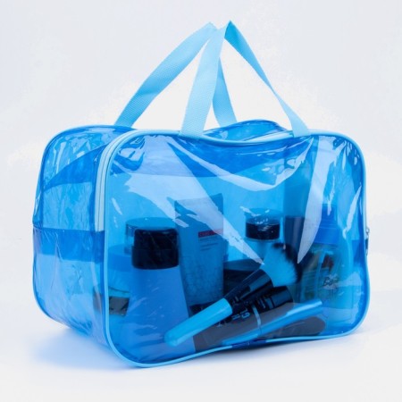 Cosmetic bag with lightning, blue color-3