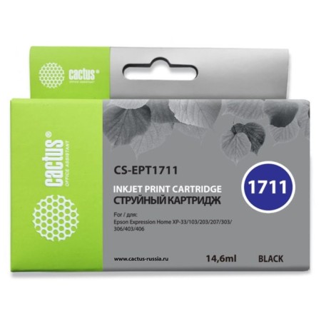 Inkjet cartridge CACTUS CS-Ed1711 Black for Epson XP-33/103/203/207/303/306/403/406 (14.6ml) 17