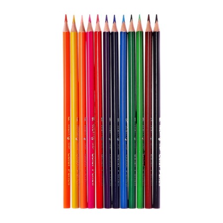Pencils 12 colors, in a tube metal, triangular, wooden, sea inhabitants, mix-2