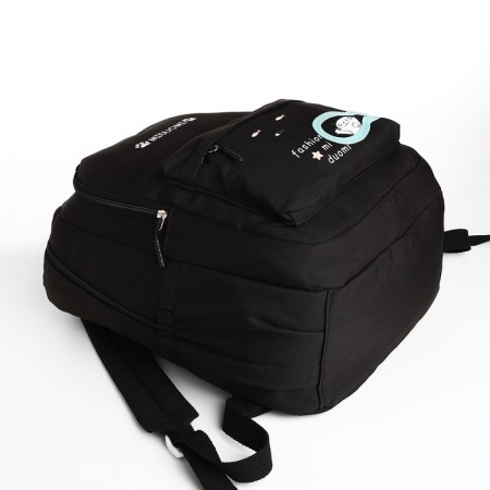 School backpack from textiles 2 department on lightning, 3 pockets, black color-4
