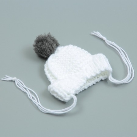 Knitted hat for dogs, with pompom, XS-S (head volume 22 cm, height 7.5 cm), mix-7
