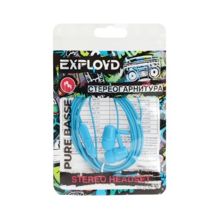 EXPLOYD EX-HP-1369 headphones, vacuum, microphone, 102 dB, 32 Ohms, 3.5 mm, 1.2 m, blue-2