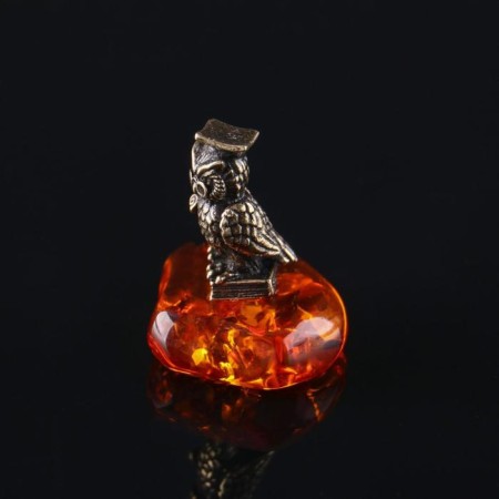 Souvenir "Obashka", Brass, Amber Smole, 1.7x0.7x0.9 cm-1