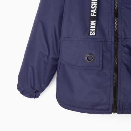 Jacket (windbreaker) on a fleece for a boy, blue color, height 128-134 cm-7