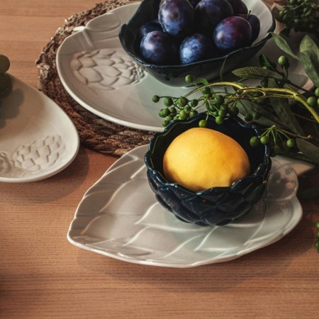 List and Solonka from ceramics "Artichoke", white and blue 6 x 6.5 cm, white-blue color-8