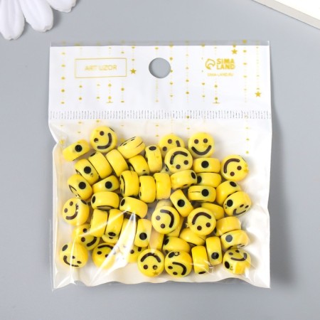 Beads for creativity Plastic "Yellow Smile" Circle set 20 g 0.5x1x1 cm-4