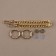 Furniture for bag No. 3, set 4 objects, carbine - 2 pcs, chain, buttons, metal, golden