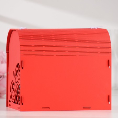 Family Bank "Openwork", with rhinestones, red-white, 23.5x17x20 cm-2
