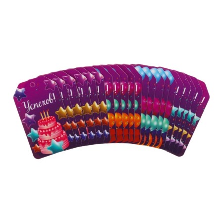 A set of nameplate "wishes" purple background, 4 types, 20 pieces, 5.5 x 8 cm