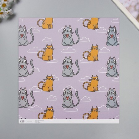 Scrapbooking paper "cats" density 180 grams set 5 pcs 30.5x32 cm-2