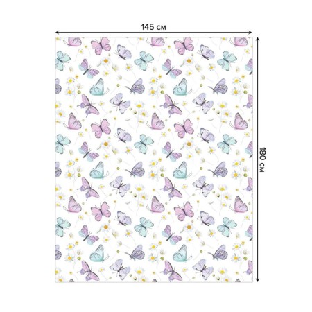 Tables on the table "Butterflies and chamomile", rectangular, Saten, size 145x180 cm-1