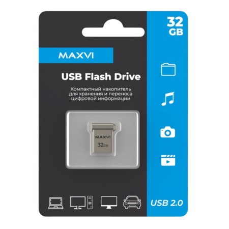 Flash drive maxvi mm, 32 GB, USB2.0, th he is up to 25 MB/s, PBU up to 15 Mb/s, silver-3
