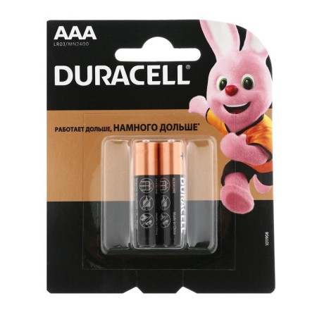 Alkalin battery Duracell Basic, AAA, LR03-2BL, 1.5V, blister, 2 pcs.-4