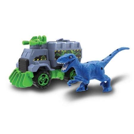 Set of Nikko Snap’n Play game "Blue Raptor VS Green Cleaner", with a dinosaur
