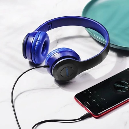Headphones Borofone B5 Star Sound, invoices, microphone, jack 3.5 mm, cable 1.2 m, blue-3