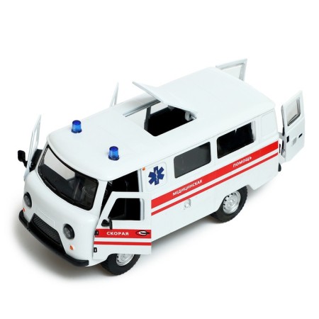 Metal machine "UAZ 3962. Ambulance", inertia, 1:24, light and sound-3
